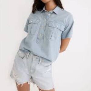 Madewell Indigo popover safari shirt size M